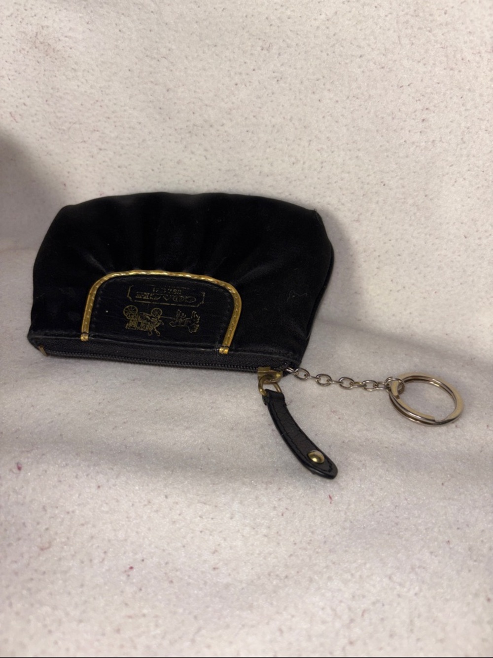 Coach Black Satin Coin Pouch with Gold Accents - Picture 7 of 7